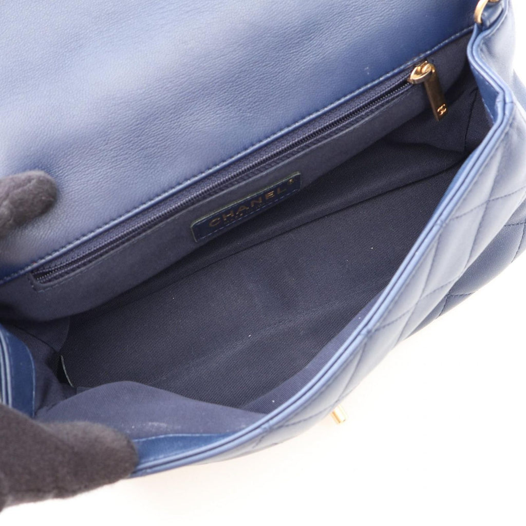 Chanel Shoulder Bag Quilted 2-Way Navy Lambskin Handle Chain — view 3