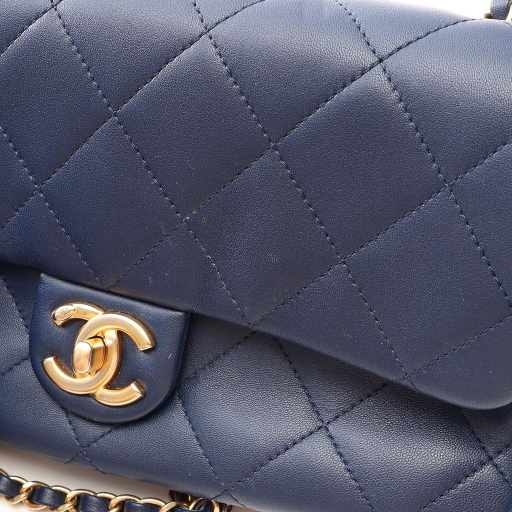 Chanel Shoulder Bag Quilted 2-Way Navy Lambskin Handle Chain — view 7