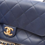 Chanel Shoulder Bag Quilted 2-Way Navy Lambskin Handle Chain — view 7