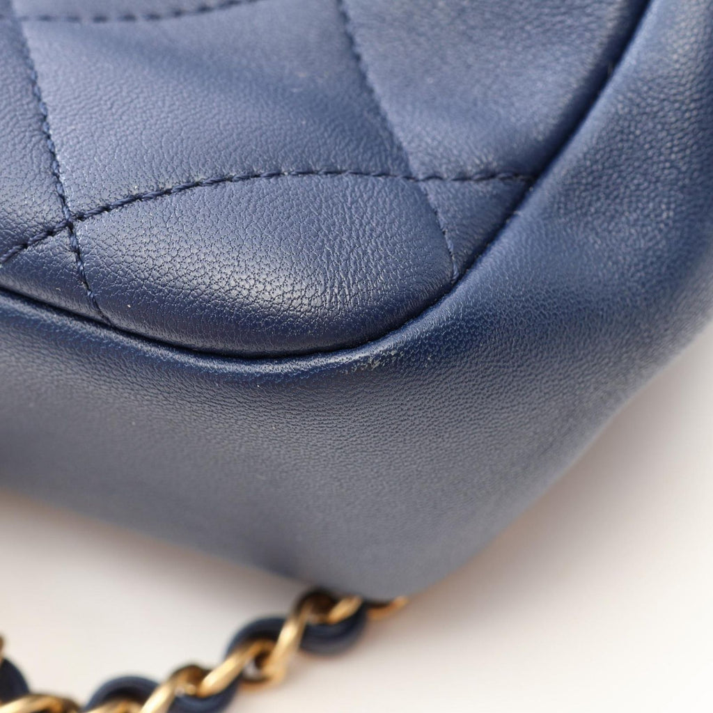 Chanel Shoulder Bag Quilted 2-Way Navy Lambskin Handle Chain — view 8
