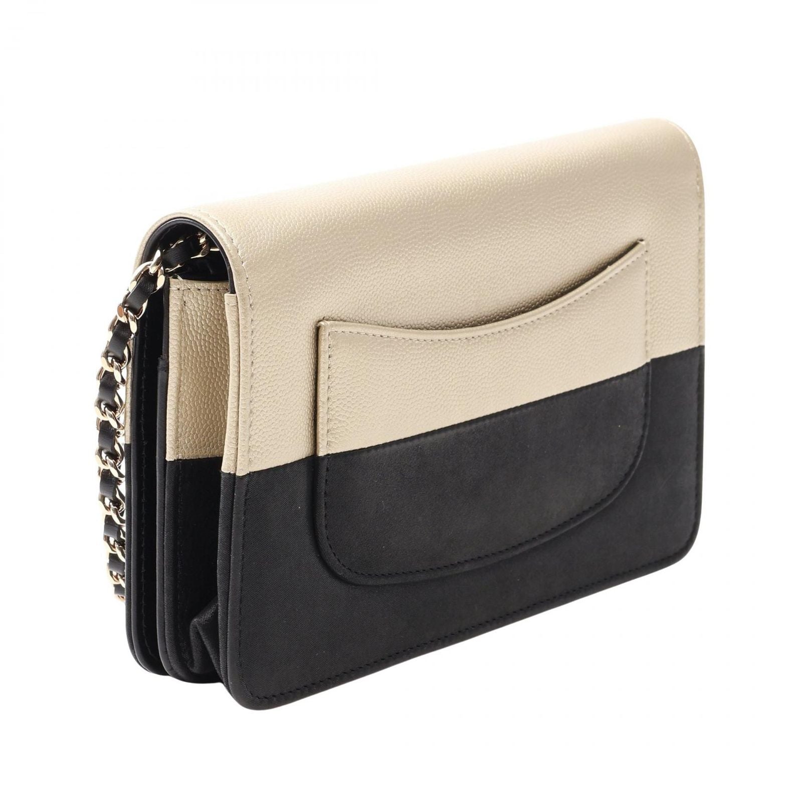 Chanel Shoulder Bag Quilted Bicolor Black Champagne Gold Leather Caviar Chain — view 2
