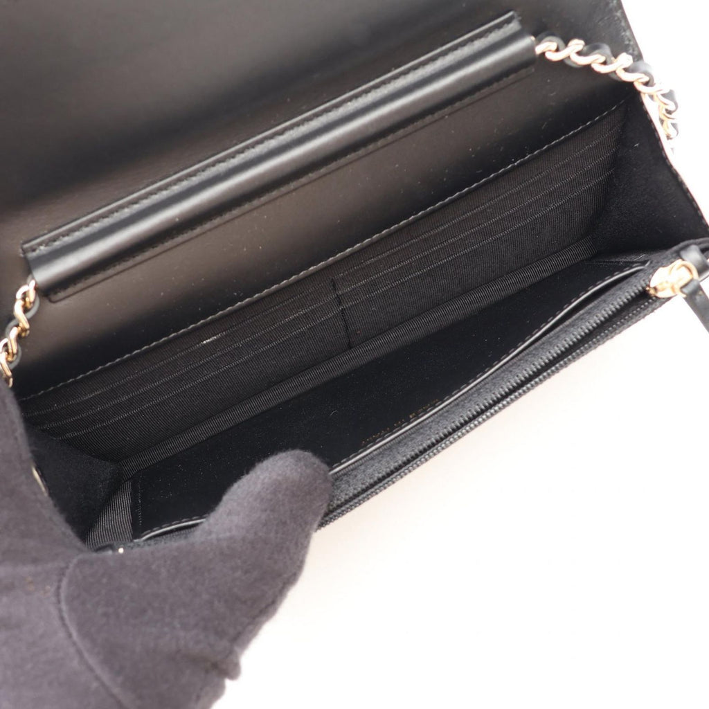 Chanel Shoulder Bag Quilted Bicolor Black Champagne Gold Leather Caviar Chain — view 3