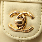 Chanel Shoulder Bag Quilted Vanity 2-Way Pastel Yellow Lambskin Chain — view 9