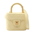 Chanel Shoulder Bag Quilted Vanity 2-Way Pastel Yellow Lambskin Chain