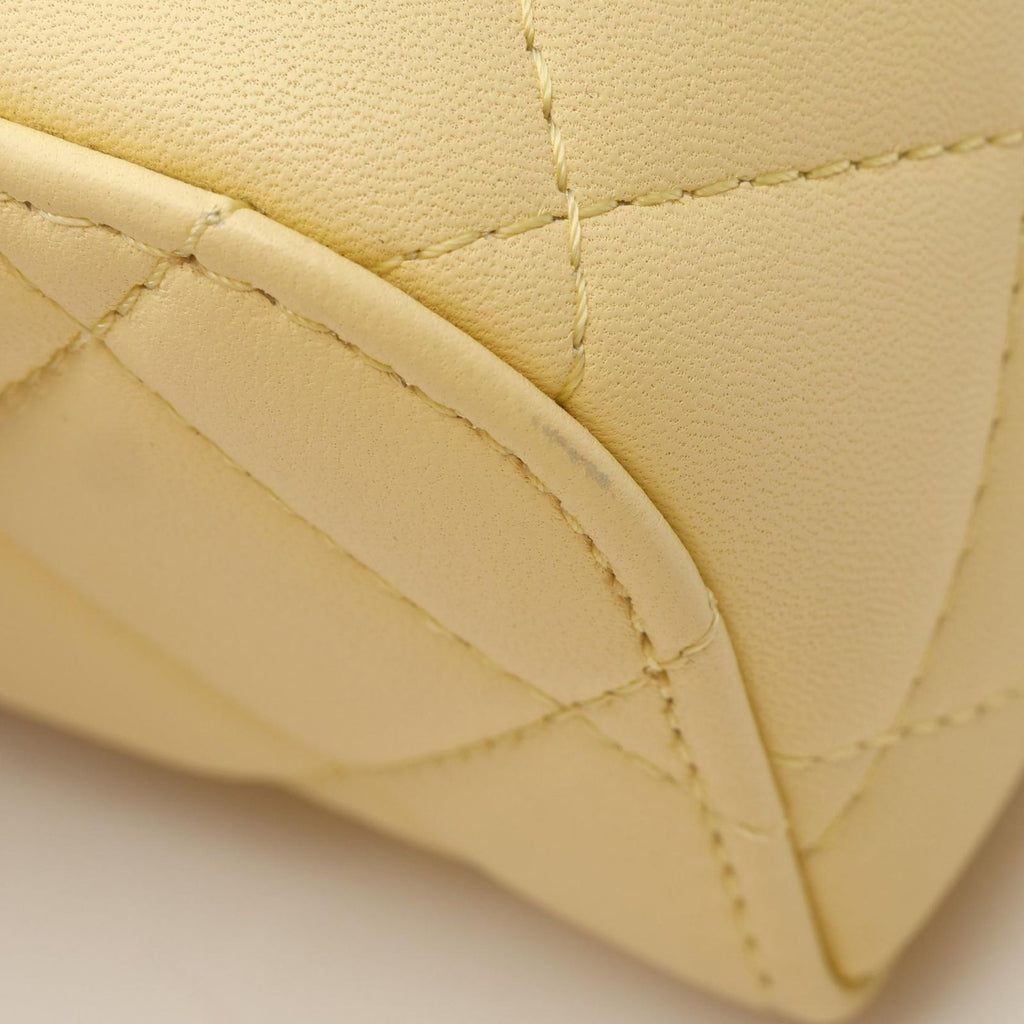 Chanel Shoulder Bag Quilted Vanity 2-Way Pastel Yellow Lambskin Chain — view 6