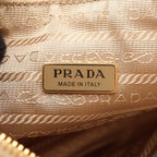 Prada Shoulder Bag Triangle 2-Way Beige White Canvas Leather Logo — view 4