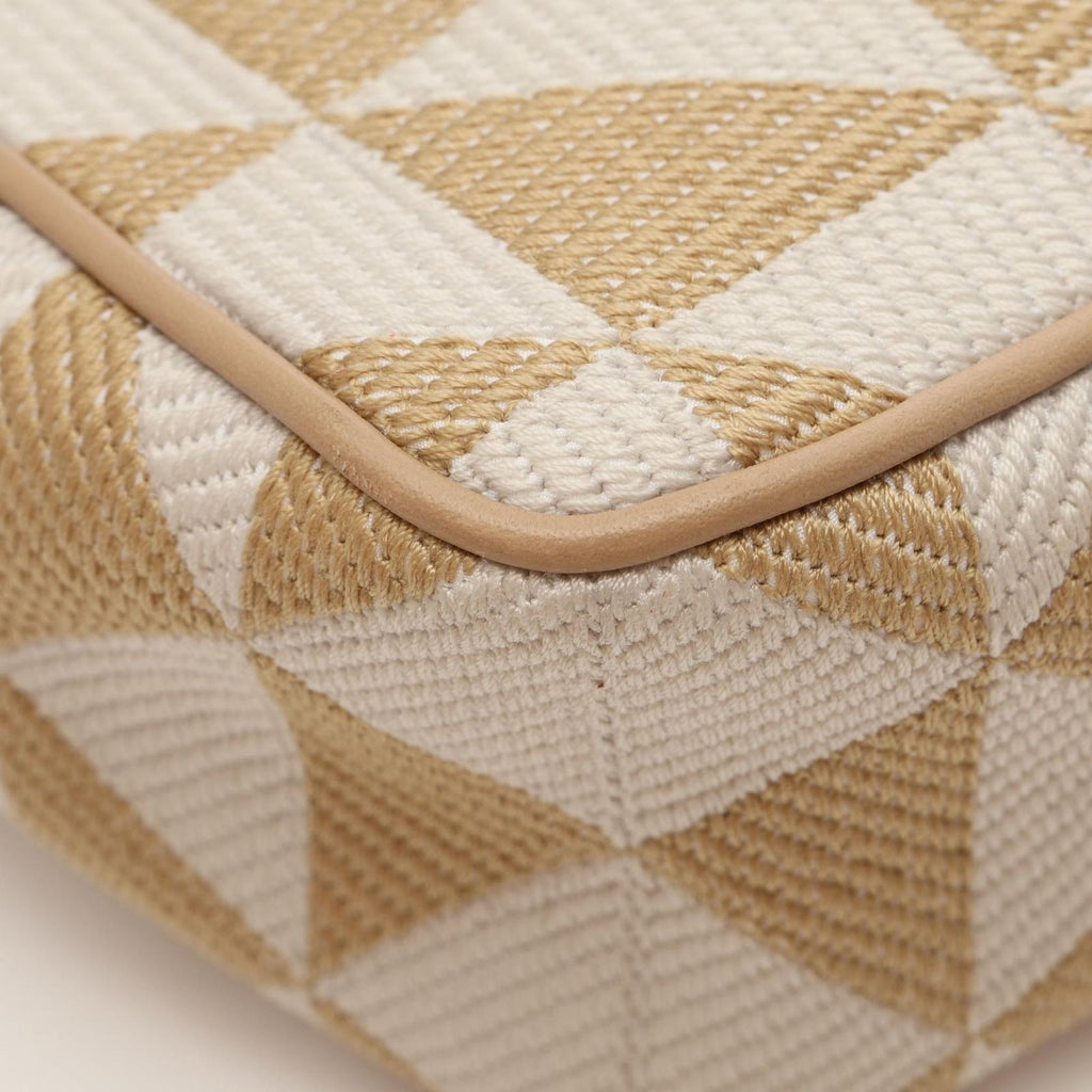 Prada Shoulder Bag Triangle 2-Way Beige White Canvas Leather Logo — view 5