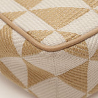 Prada Shoulder Bag Triangle 2-Way Beige White Canvas Leather Logo — view 5