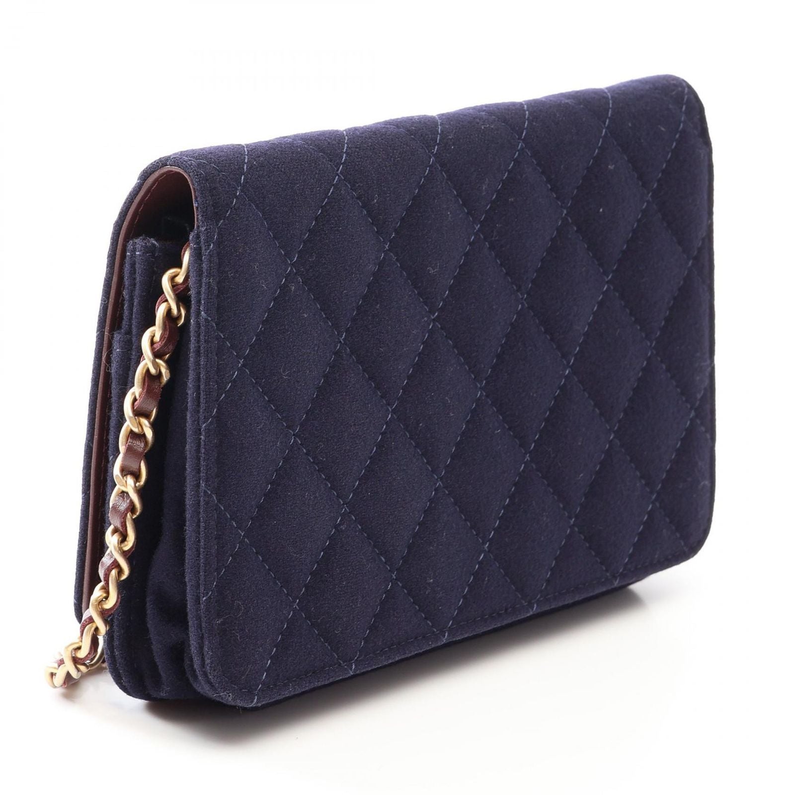 Chanel Shoulder Bag Quilted Marine Charm Navy Chain Wallet — view 2