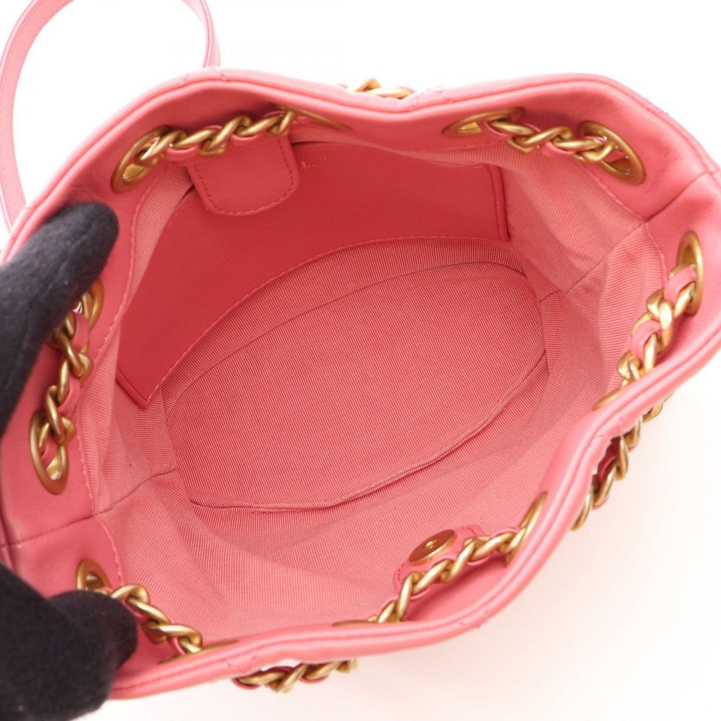 Chanel Shoulder Bag Quilted Pink Lambskin Drawstring — view 3