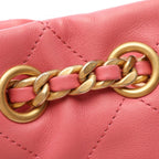 Chanel Shoulder Bag Quilted Pink Lambskin Drawstring — view 8