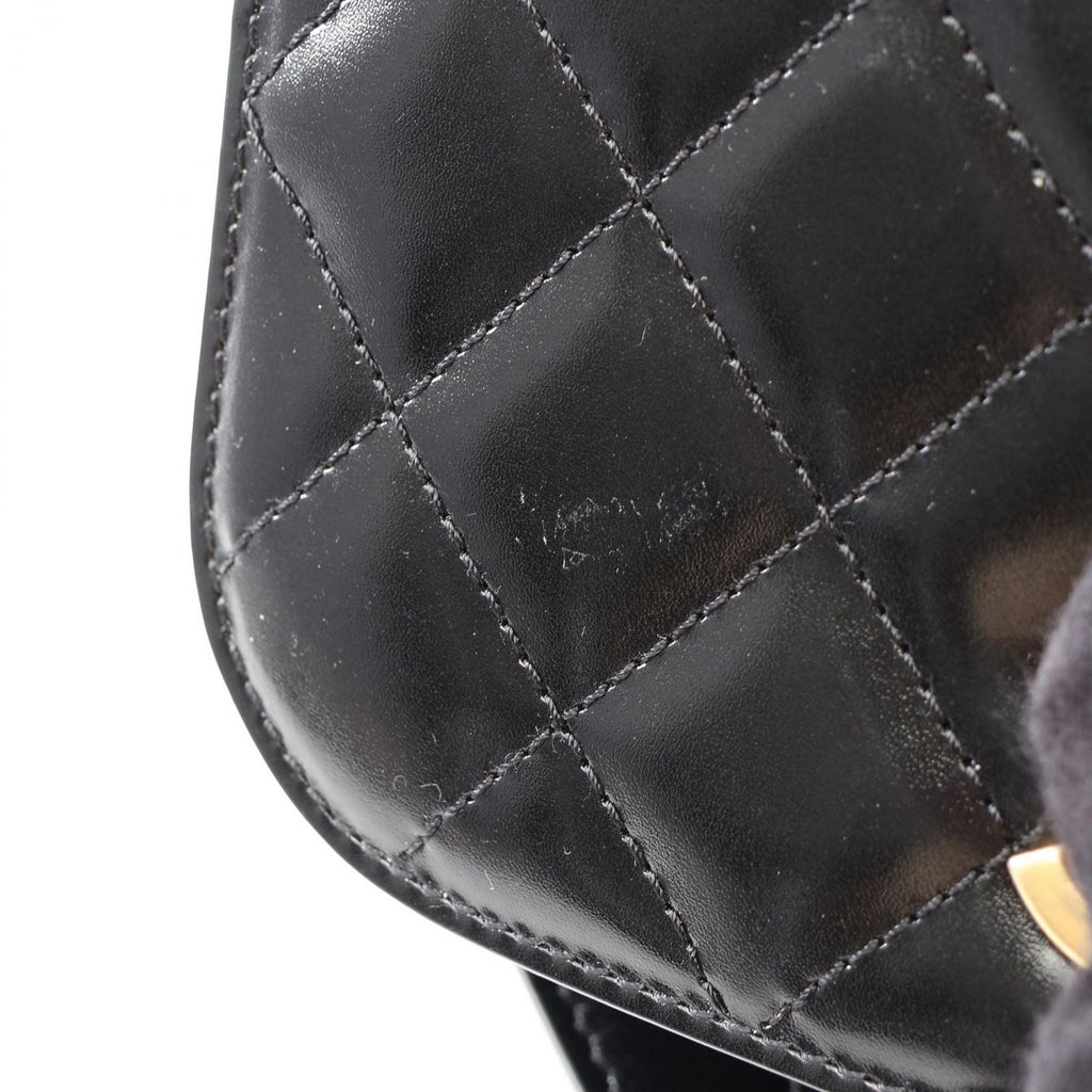 Chanel Shoulder Bag Quilted Black Leather Suede Small Chain — view 8