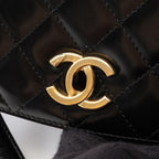 Chanel Shoulder Bag Quilted Black Leather Suede Small Chain — view 9