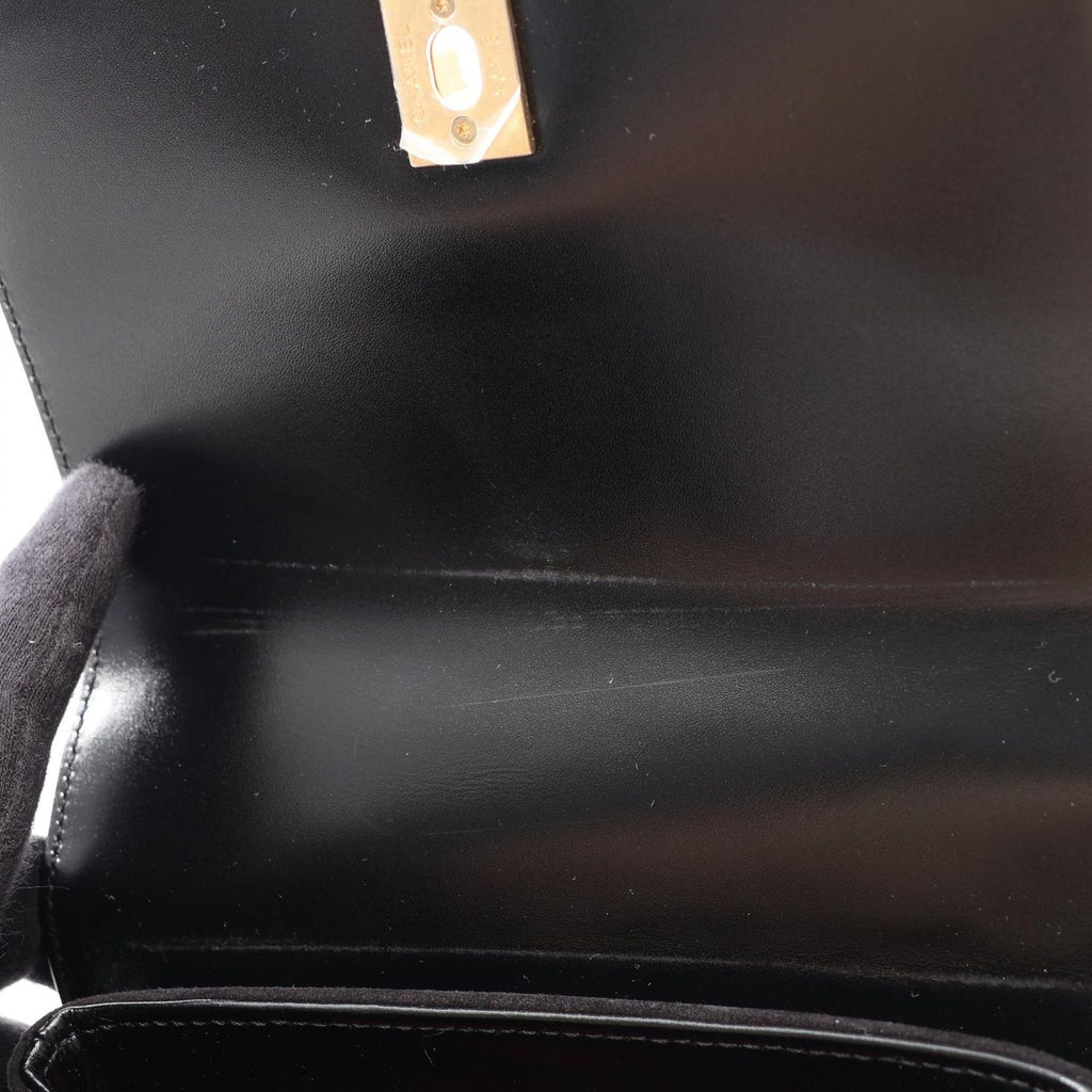 Chanel Shoulder Bag Quilted Black Leather Suede Small Chain — view 6