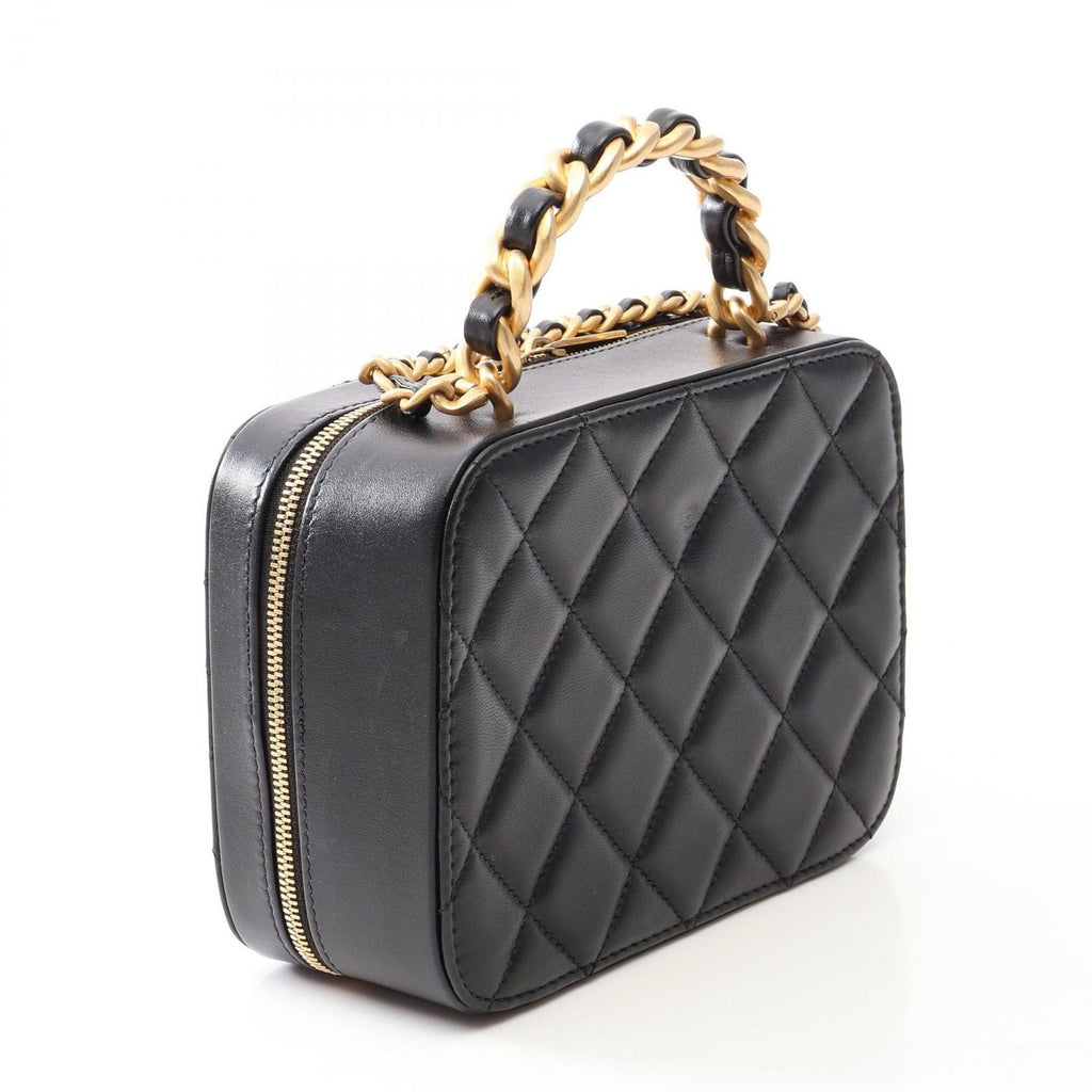 Chanel Shoulder Bag Quilted Vanity Black Lambskin 2-Way Chain — view 2