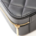 Chanel Shoulder Bag Quilted Vanity Black Lambskin 2-Way Chain — view 6