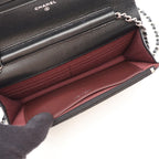 Chanel Shoulder Bag Quilted Black Caviar Leather Chain Wallet — view 3