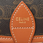 Celine Shoulder Bag Folco Triomphe Black Brown Canvas Leather — view 4
