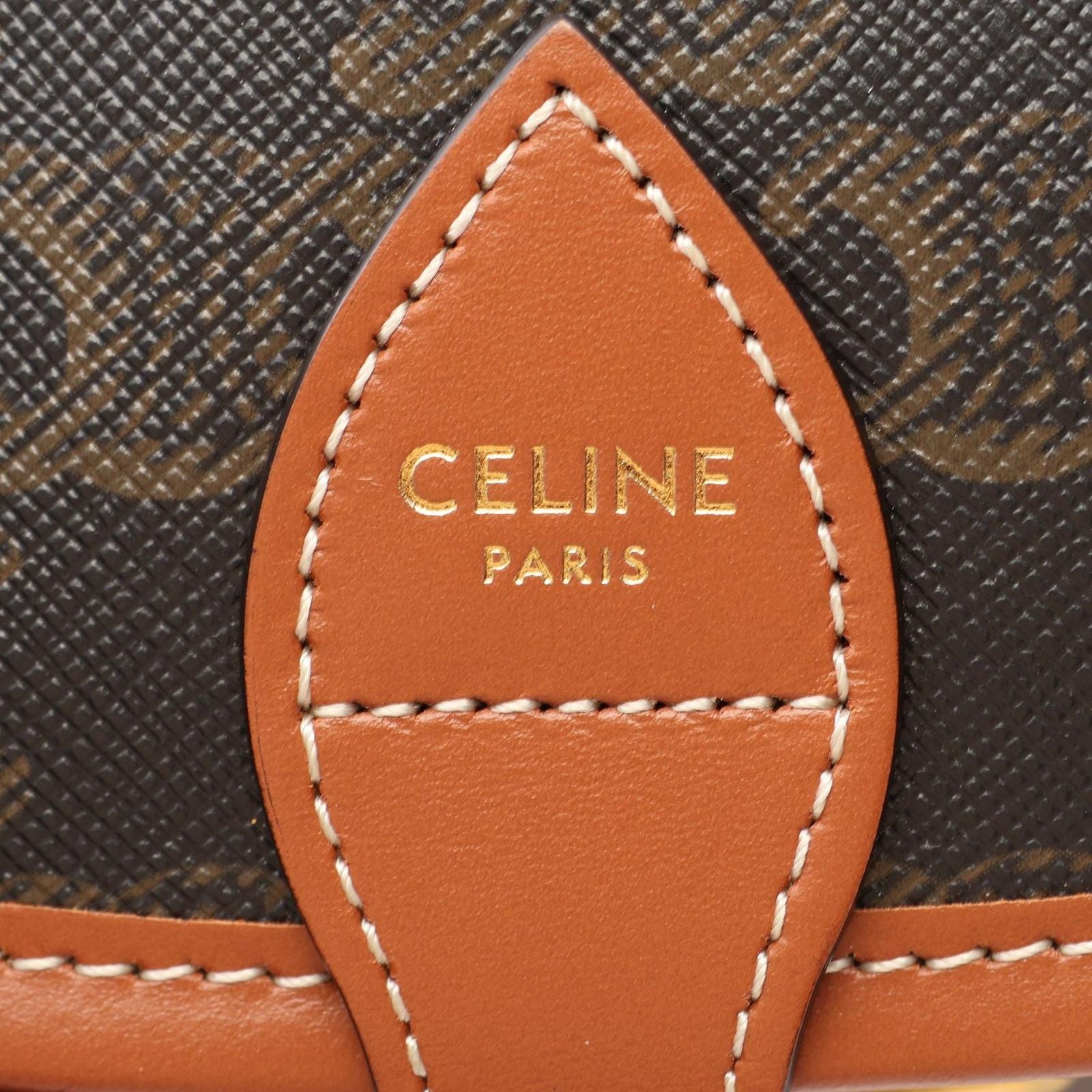 Celine Shoulder Bag Folco Triomphe Black Brown Canvas Leather — view 4