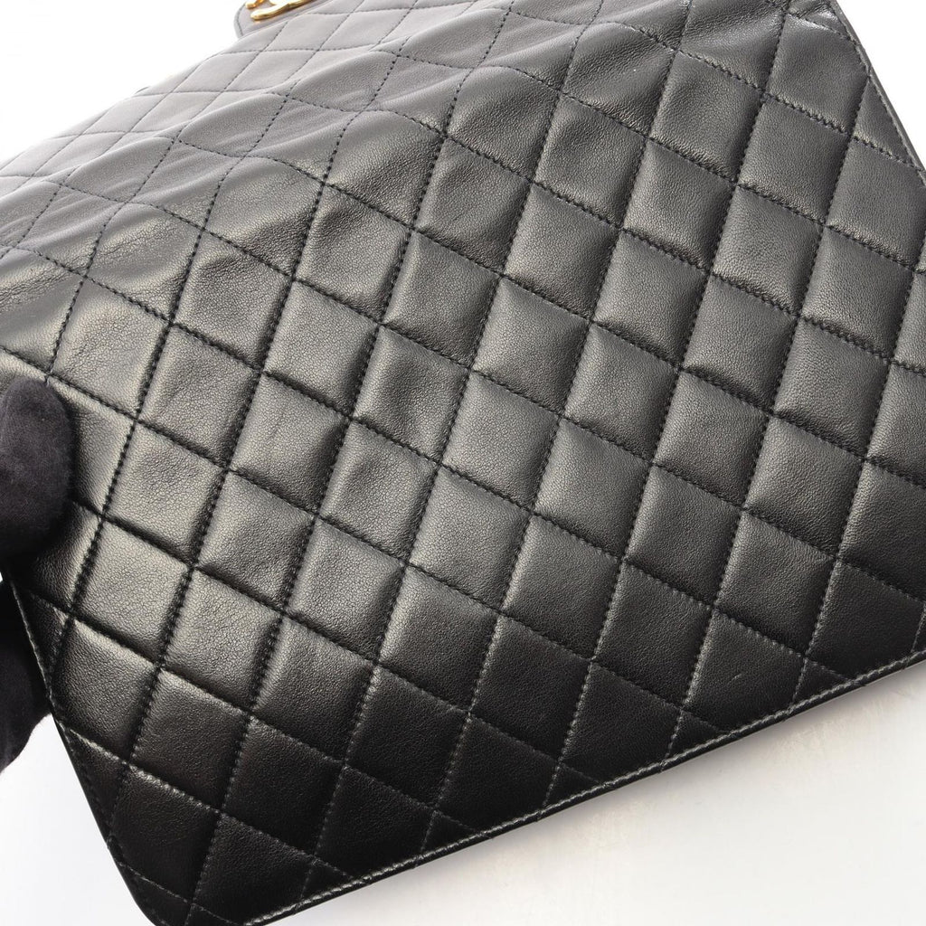 Chanel Shoulder Bag Quilted Push Lock Black Lambskin Chain — view 9