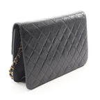 Chanel Shoulder Bag Quilted Push Lock Black Lambskin Chain — view 2
