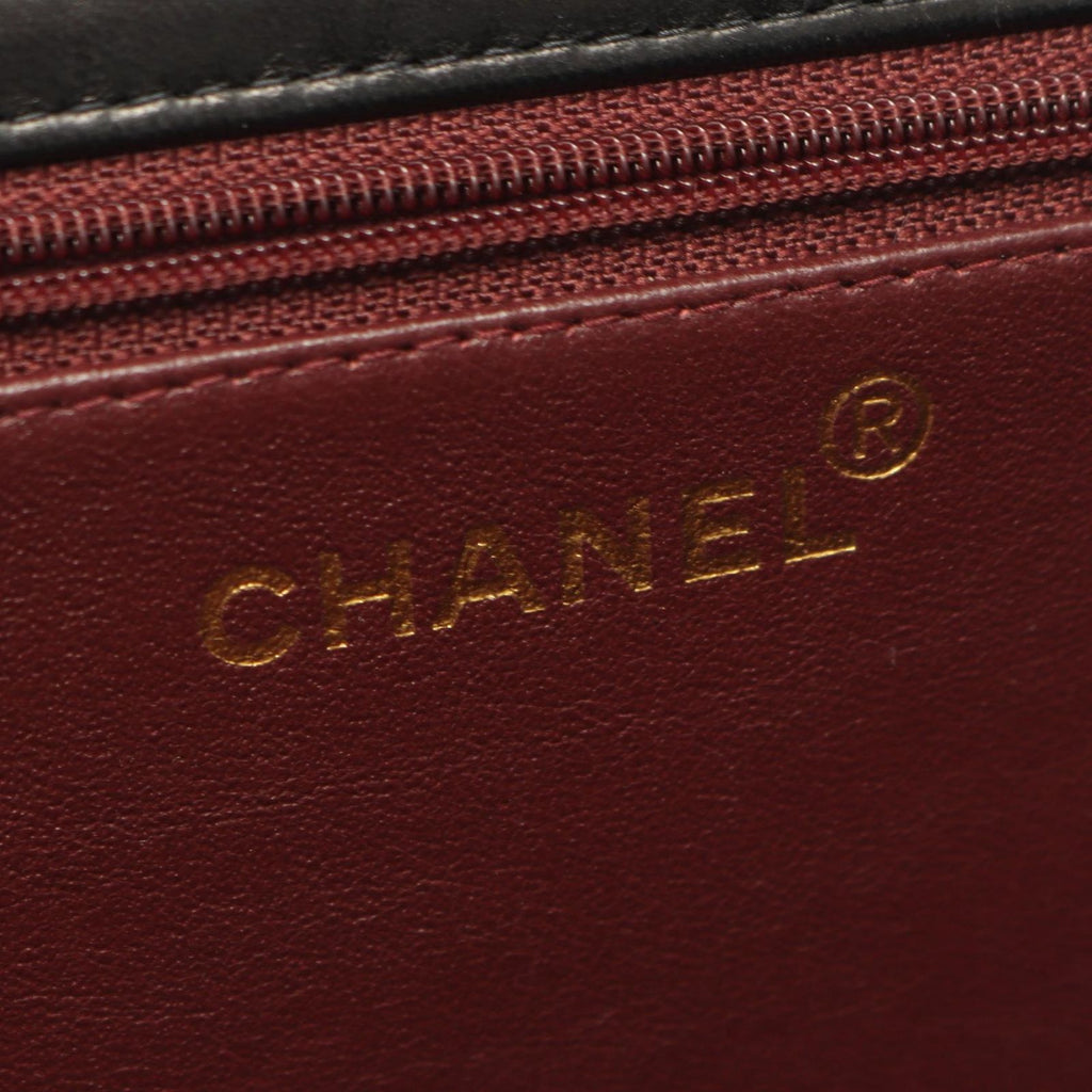Chanel Shoulder Bag Quilted Push Lock Black Lambskin Chain — view 4