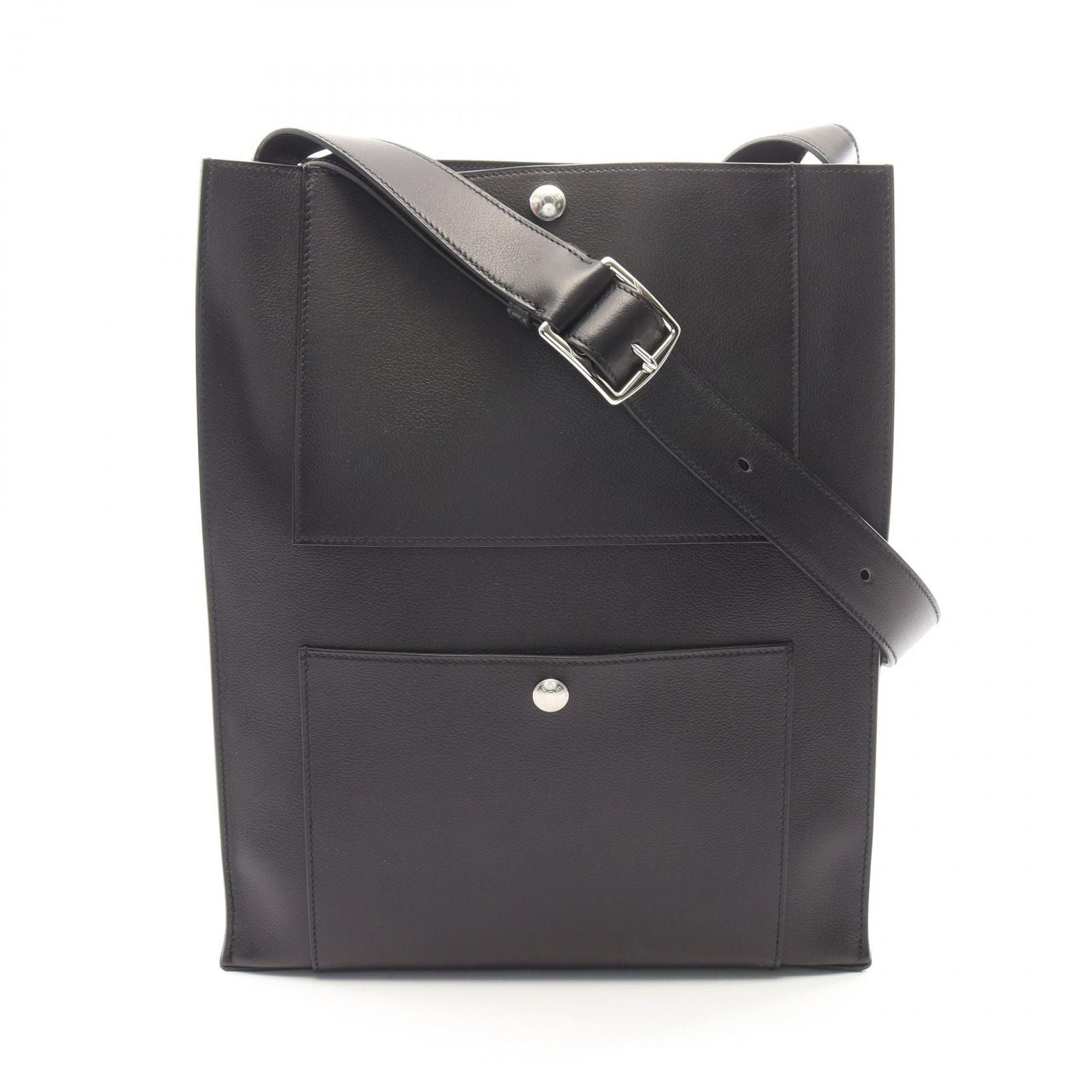 Hermes Shoulder Bag Cab Kabash Black Leather