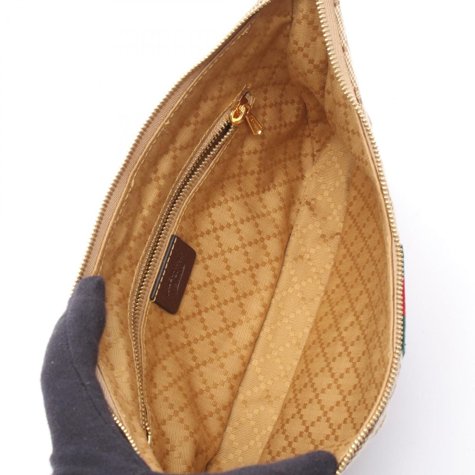 Gucci Shoulder Bag Lunetta Small Crossbody GG Canvas Leather — view 3