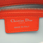 Dior Handbag Lady Dior Cannage 2-Way Magenta Orange Light Blue Leather Tote — view 4
