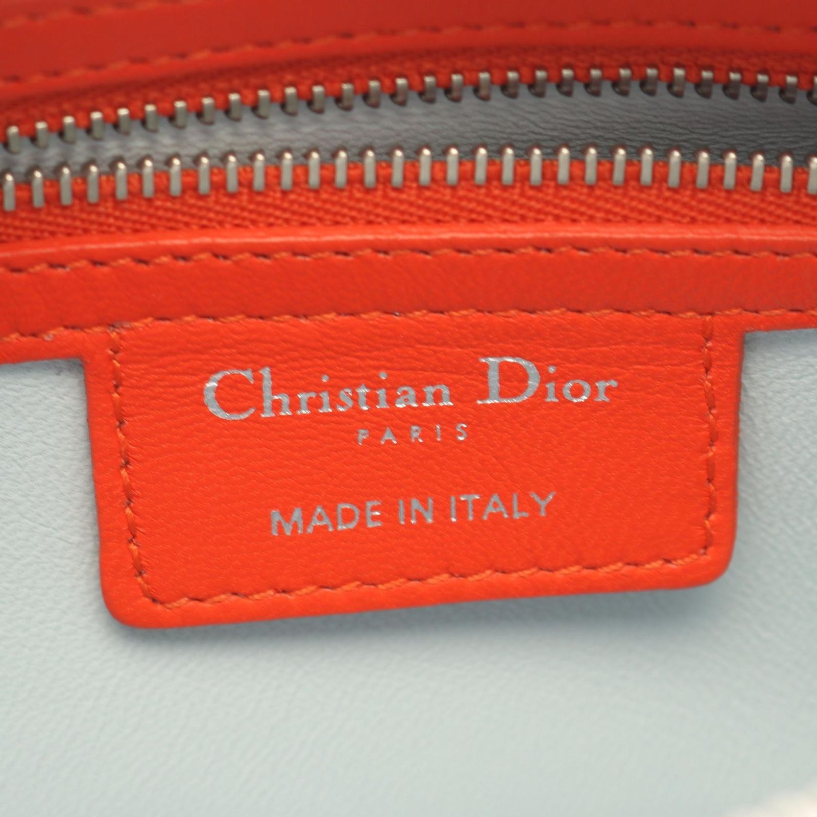 Dior Handbag Lady Dior Cannage 2-Way Magenta Orange Light Blue Leather Tote — view 4