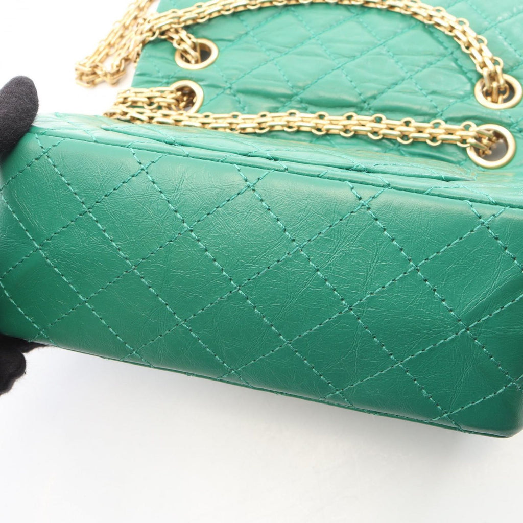 Chanel Shoulder Bag 2.55 Mini Quilted Green Leather Chain — view 9