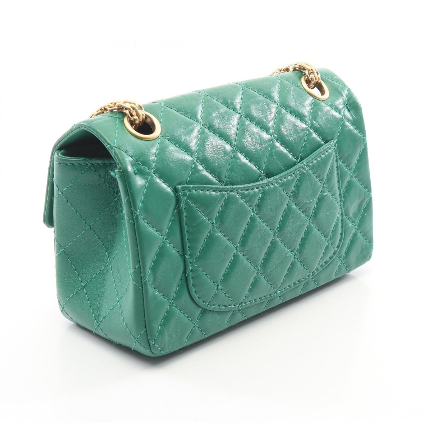 Chanel Shoulder Bag 2.55 Mini Quilted Green Leather Chain — view 2