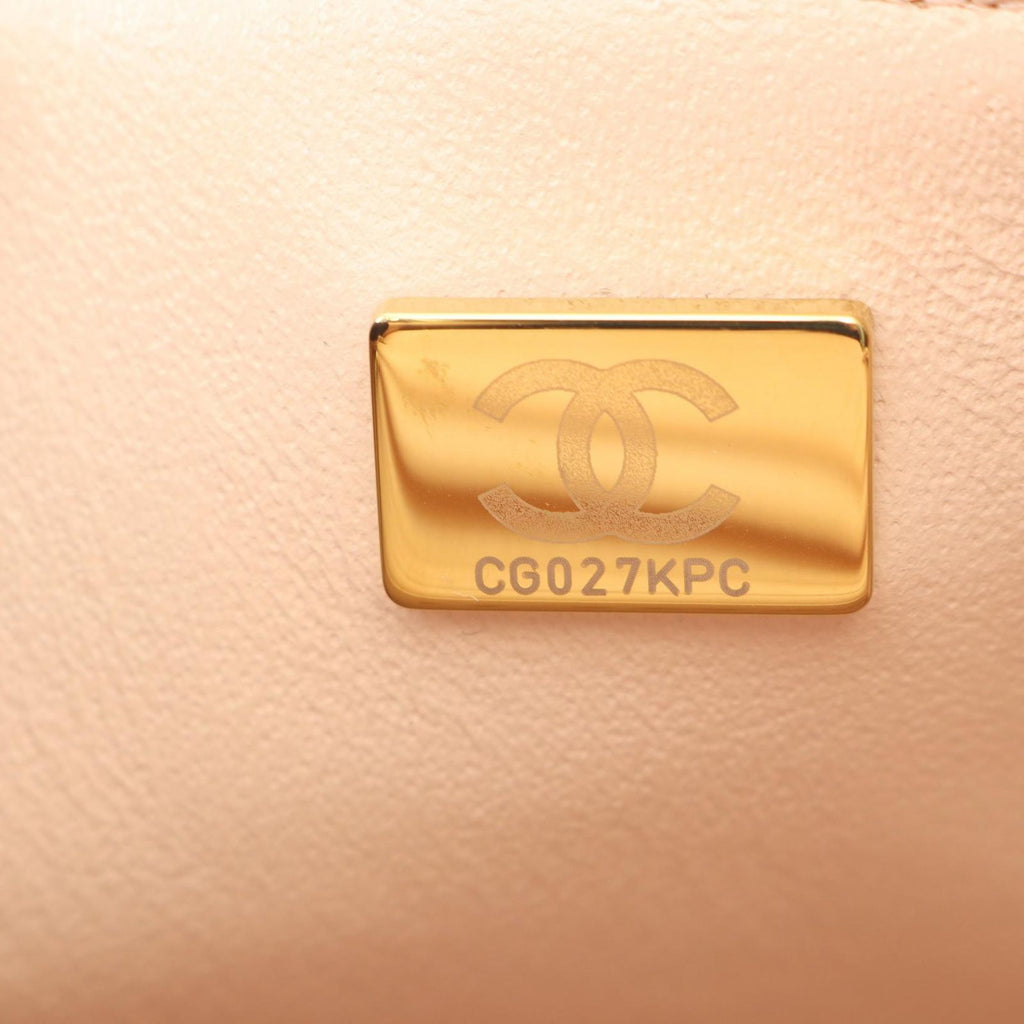 Chanel Shoulder Bag Mini Quilted Bicolor Pink Beige Black Lambskin Chain — view 5