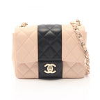 Chanel Shoulder Bag Mini Quilted Bicolor Pink Beige Black Lambskin Chain