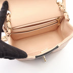 Chanel Shoulder Bag Mini Quilted Bicolor Pink Beige Black Lambskin Chain — view 3