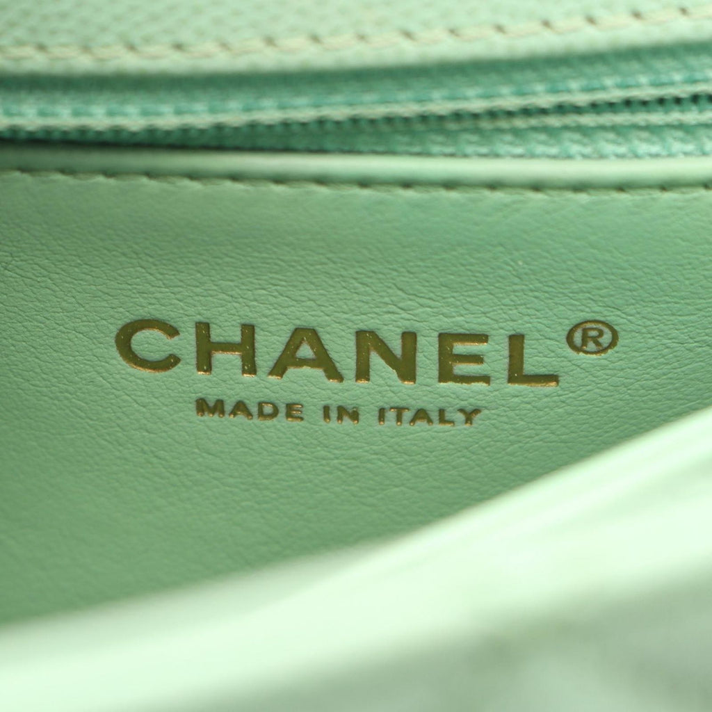 Chanel Handbag Coco Handle Flap Quilted 2-Way Mint Green Caviar Leather Chain — view 4