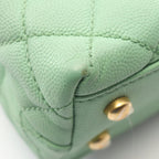 Chanel Handbag Coco Handle Flap Quilted 2-Way Mint Green Caviar Leather Chain — view 8