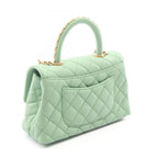 Chanel Handbag Coco Handle Flap Quilted 2-Way Mint Green Caviar Leather Chain — view 2