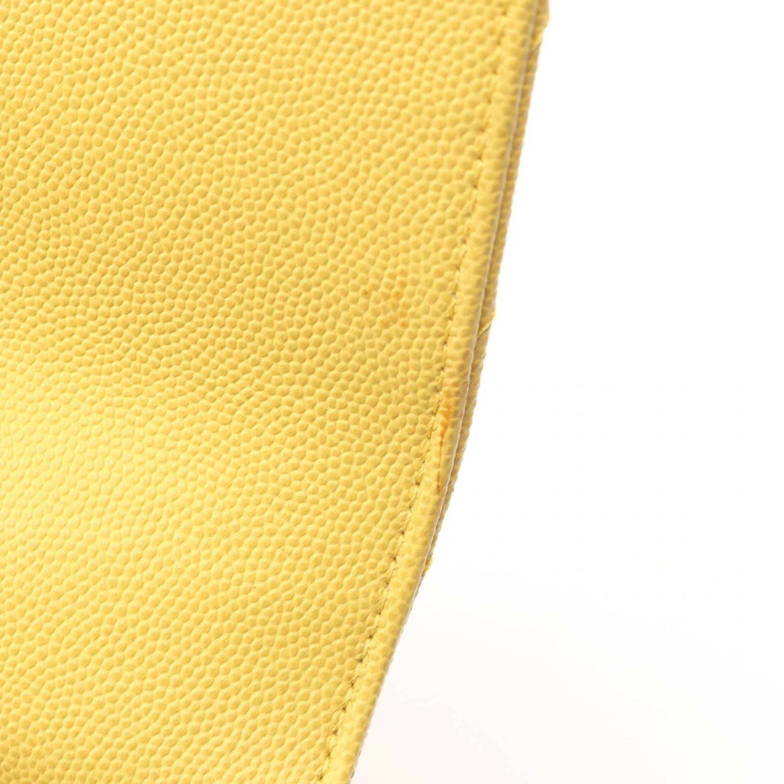 Chanel Handbag Coco Handle Flap Stitch 2-Way Yellow Caviar Leather Chain — view 6