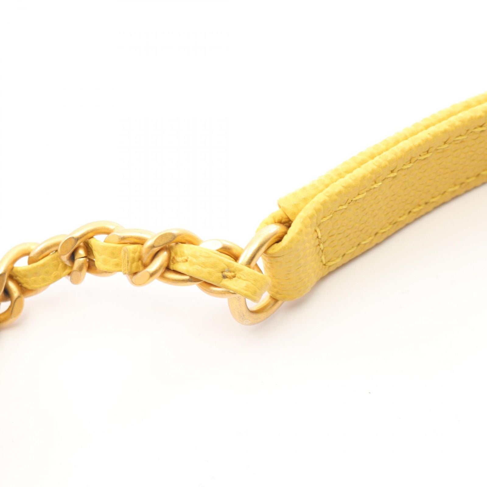 Chanel Handbag Coco Handle Flap Stitch 2-Way Yellow Caviar Leather Chain — view 8