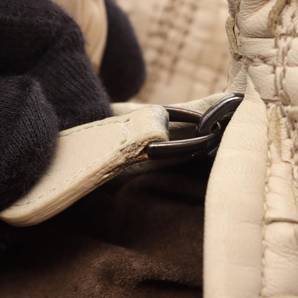 Bottega Veneta Handbag Intrecciato Ivory Leather Shoulder — view 9