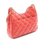 Chanel Shoulder Bag Quilted Small Hobo Coral Pink Leather — view 2