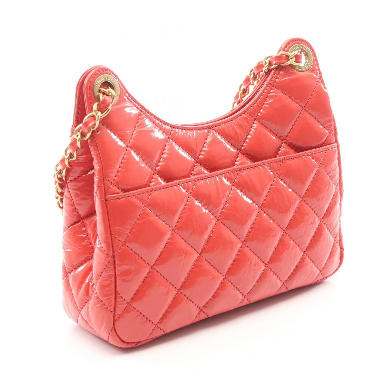 Chanel Shoulder Bag Quilted Small Hobo Coral Pink Leather — view 2