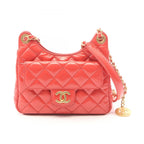 Chanel Shoulder Bag Quilted Small Hobo Coral Pink Leather