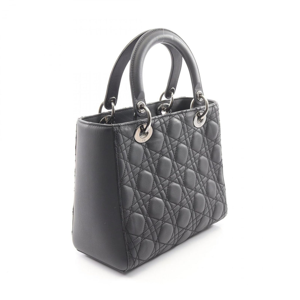 Dior Handbag Lady Dior Cannage 2-Way Black Leather Tote — view 2
