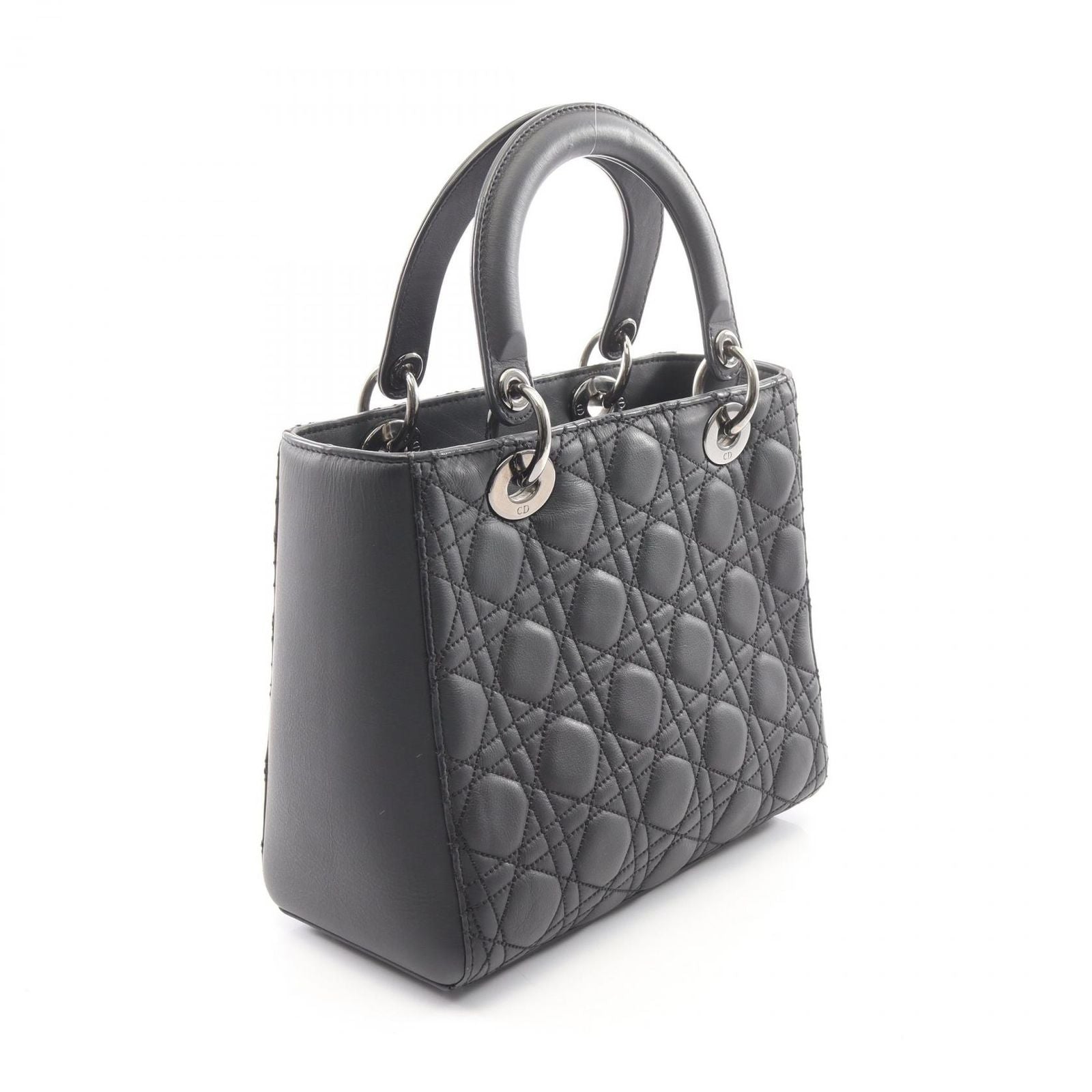 Dior Handbag Lady Dior Cannage 2-Way Black Leather Tote — view 2