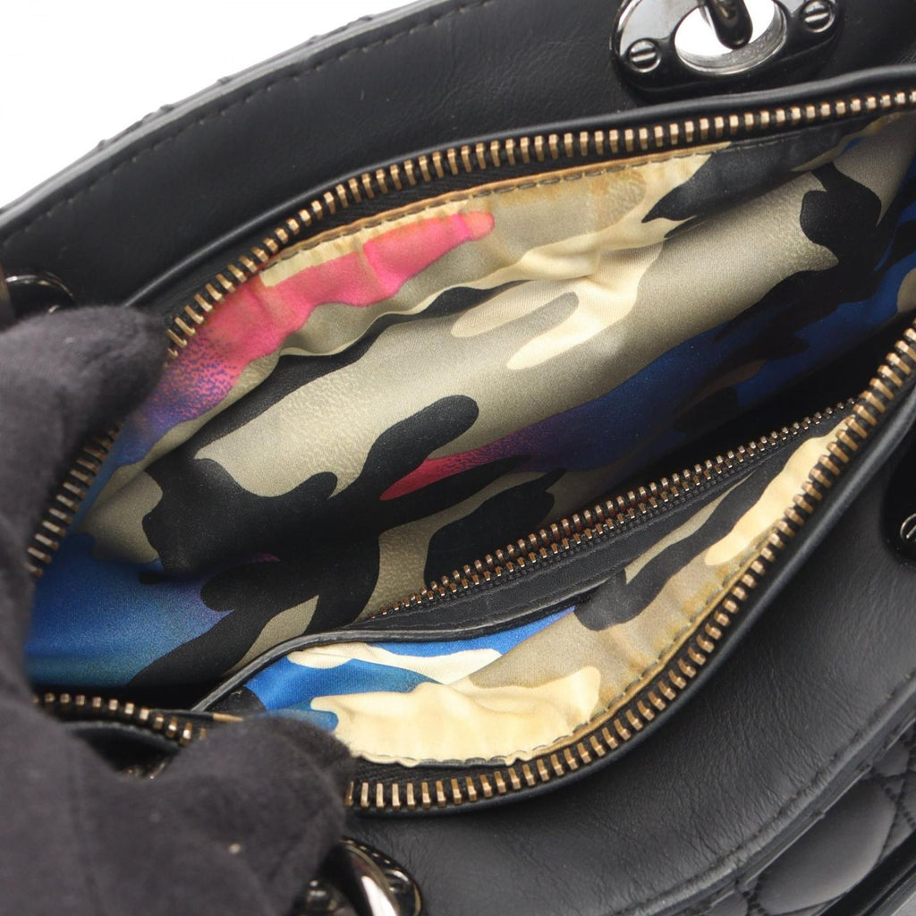 Dior Handbag Lady Dior Cannage 2-Way Black Leather Tote — view 5