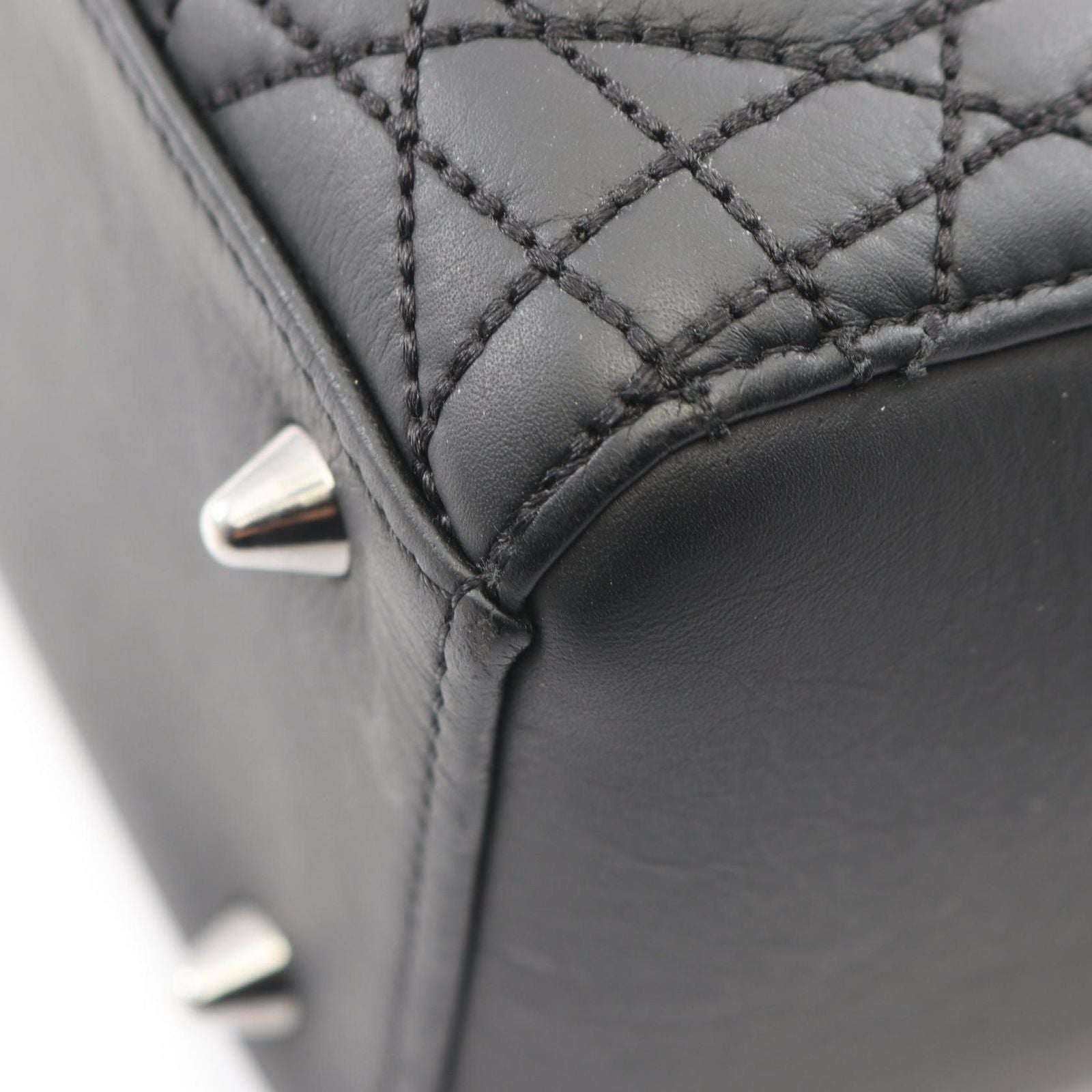 Dior Handbag Lady Dior Cannage 2-Way Black Leather Tote — view 7