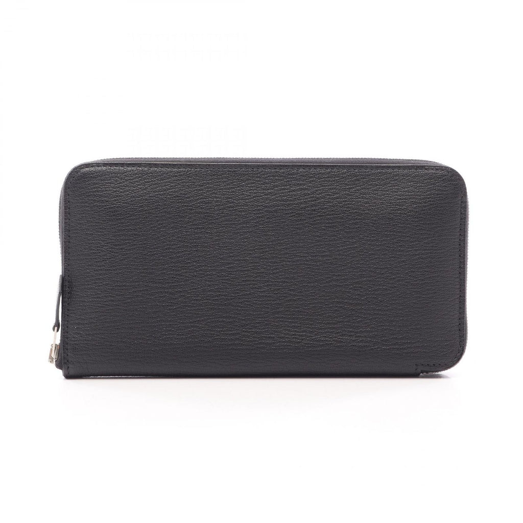 Hermes Round Wallet Azap Long Classic Black Leather