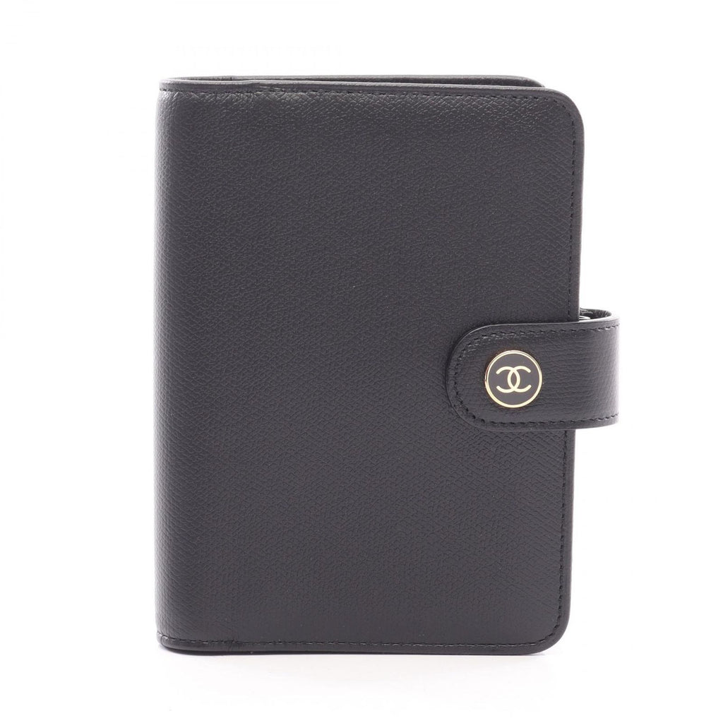 Chanel Notebook Cover Coco Button Agenda Black Leather